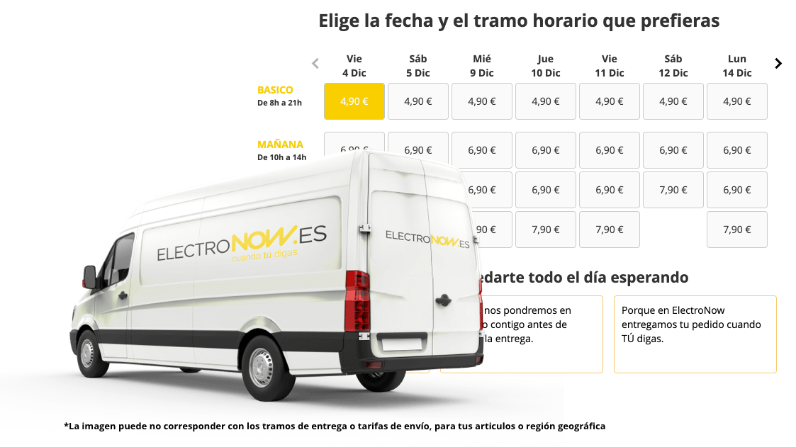 Tramos horarios de entrega