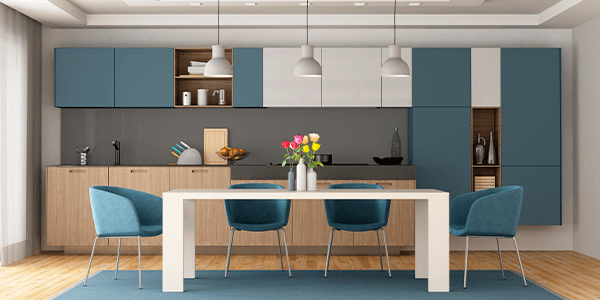 Estilo de cocina color blanco y tonos pastel