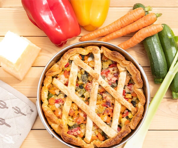 Preparamos juntos un pastel de verduras en microondas 